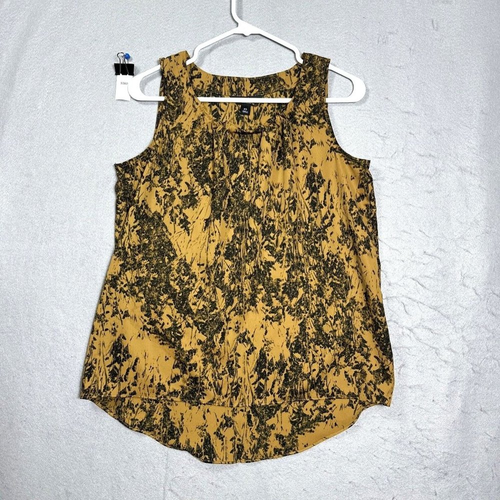 Simply Vera Wang Tank Blouse Womens Gold Black Polyester Sleeveless Size XS